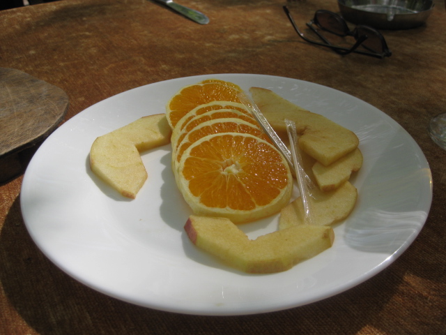 Apfel- und Orangenscheiben